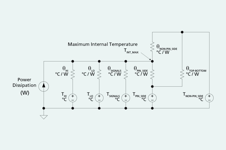 BCM6135 two-sided cooling thermal resistance model using electrical element equivalence image